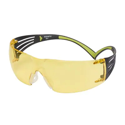 3M™ SecureFit™ 400 Occhiali di protezione, montatura nera/verde, antigraffio/anti-appannamento, lenti color ambra, SF403AS/AF-EU, 20/confezione
