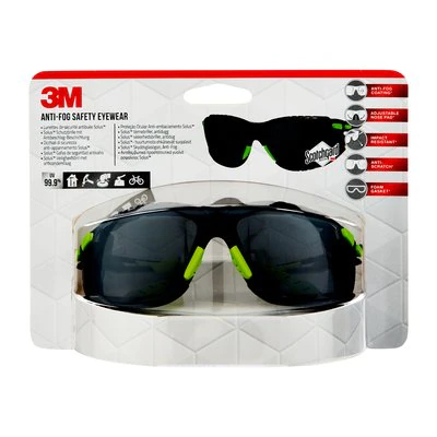 3M™ Solus™ 1000, Occhiali di sicurezza anti-appannamento, verdi/neri, grigi, con custodia S1GG