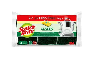 Scotch-Brite® Spugna abrasiva in cellulosa Classic, 2 p.zi + 1 gratis per conf.