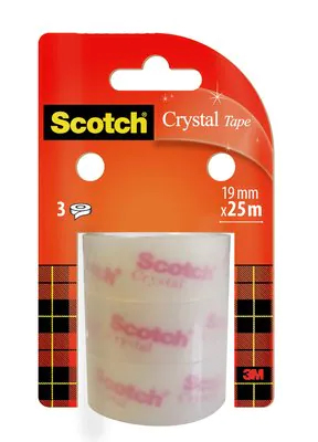 Nastro adesivo Scotch® Crystal Clear 6-1925R3, confezione refill, 19 mm x 25 m, 3 rotoli